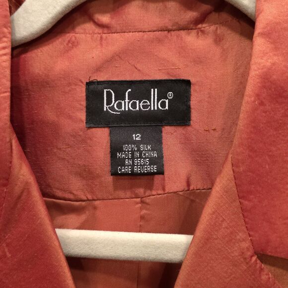 Metallic Orange Silk Blazer Jacket 12/Lg VTG Retro Glam Rock Groovy 70s 80s Boxy - Picture 9 of 16